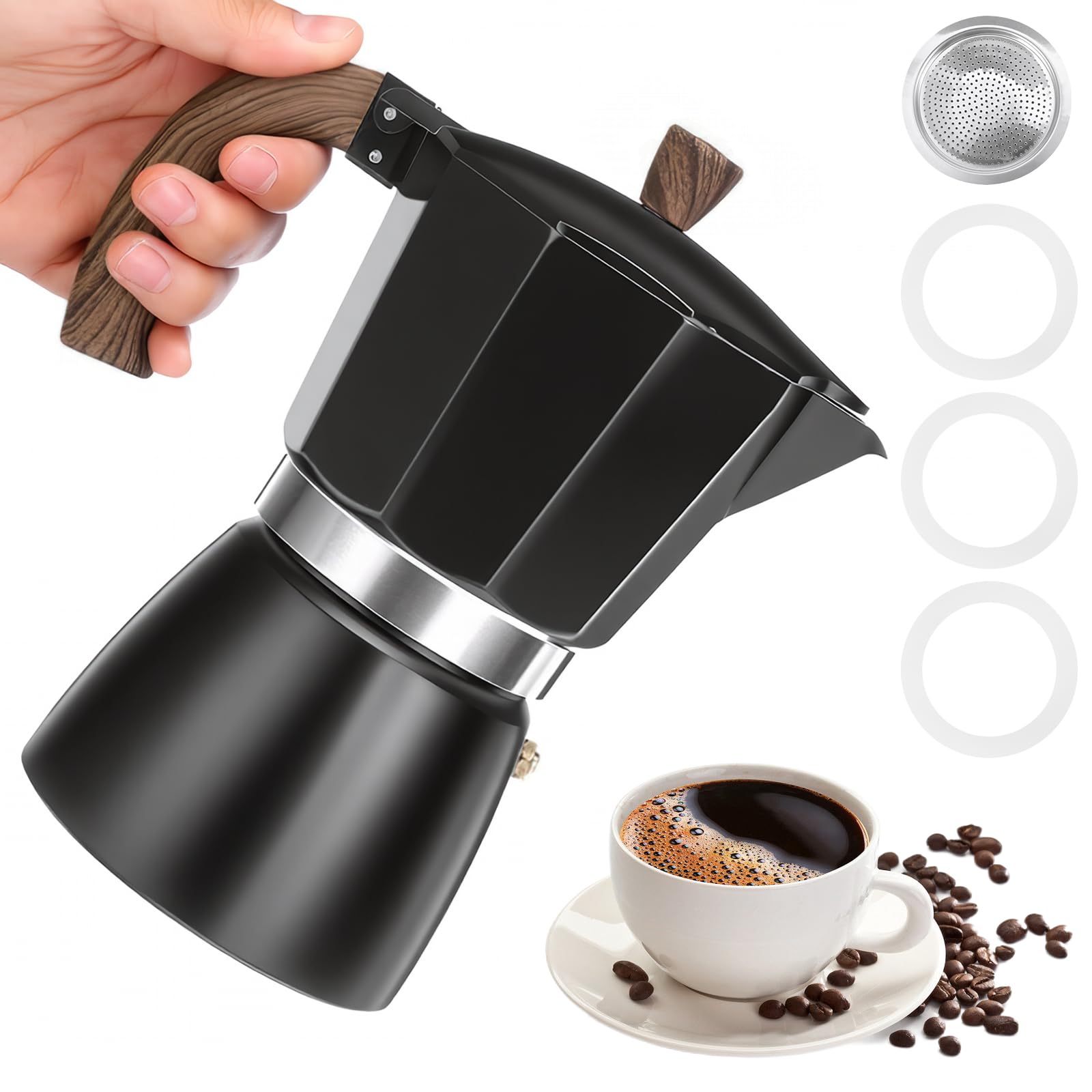 Moka Pot 300ml 6 Cups Italian Coffee Pot Stovetop Espresso Maker Stovetop