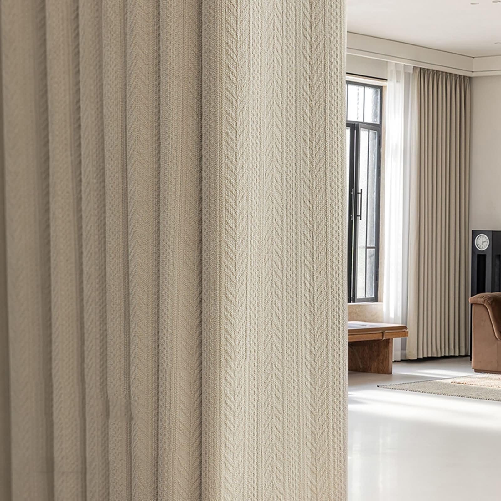 Homxi Curtains Living Room 2 Panels Set Blackout,2 x 118W x 106H inch,Window Curtains Beige Kitchen Solid Color Outdoor Curtain Eyelets