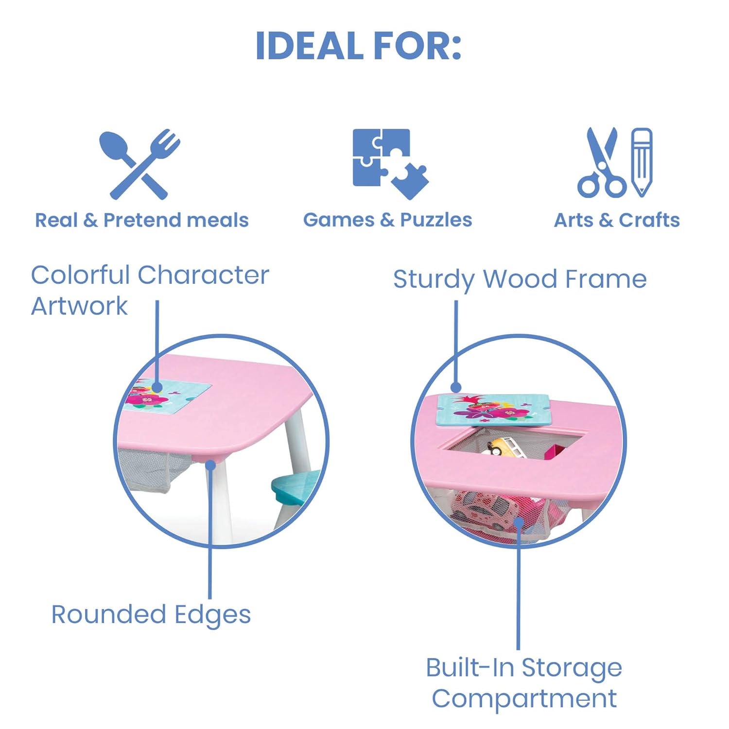 Suреr Chеар 🛒 Delta Children Kids Table and Chair Set with Storage (2 Chairs Included) Plus Design & Store 6 Bin Toy Storage Organizer - Ideal for Arts & Crafts, Homeschooling, Homework & More, Trolls World Tour