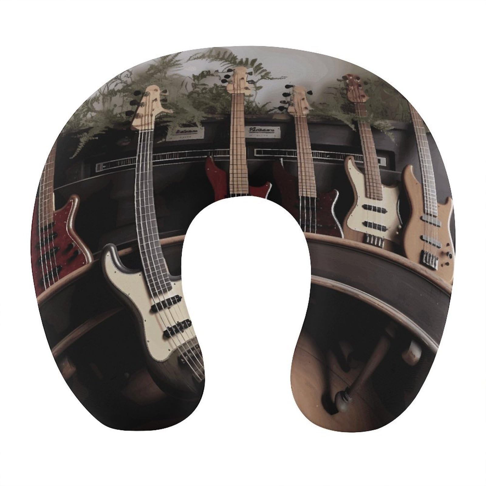 FekiLoot Guitar Bass Music Musical Instruments Travel Pillow,U Shaped Office Napping Pillow Support Neck and Head Comfortable Travel Neck Pillow U Shape Sleeping Essentials for Long Haul Flights