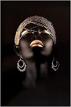 لوحة جدارية من اتش اف ار ارتك، ديكور معلق على الحائط للمكتب المنزلي بتصميم إفريقي، لون أسود، مقاس 35.05 × 24.89 سم، قطعة واحدة