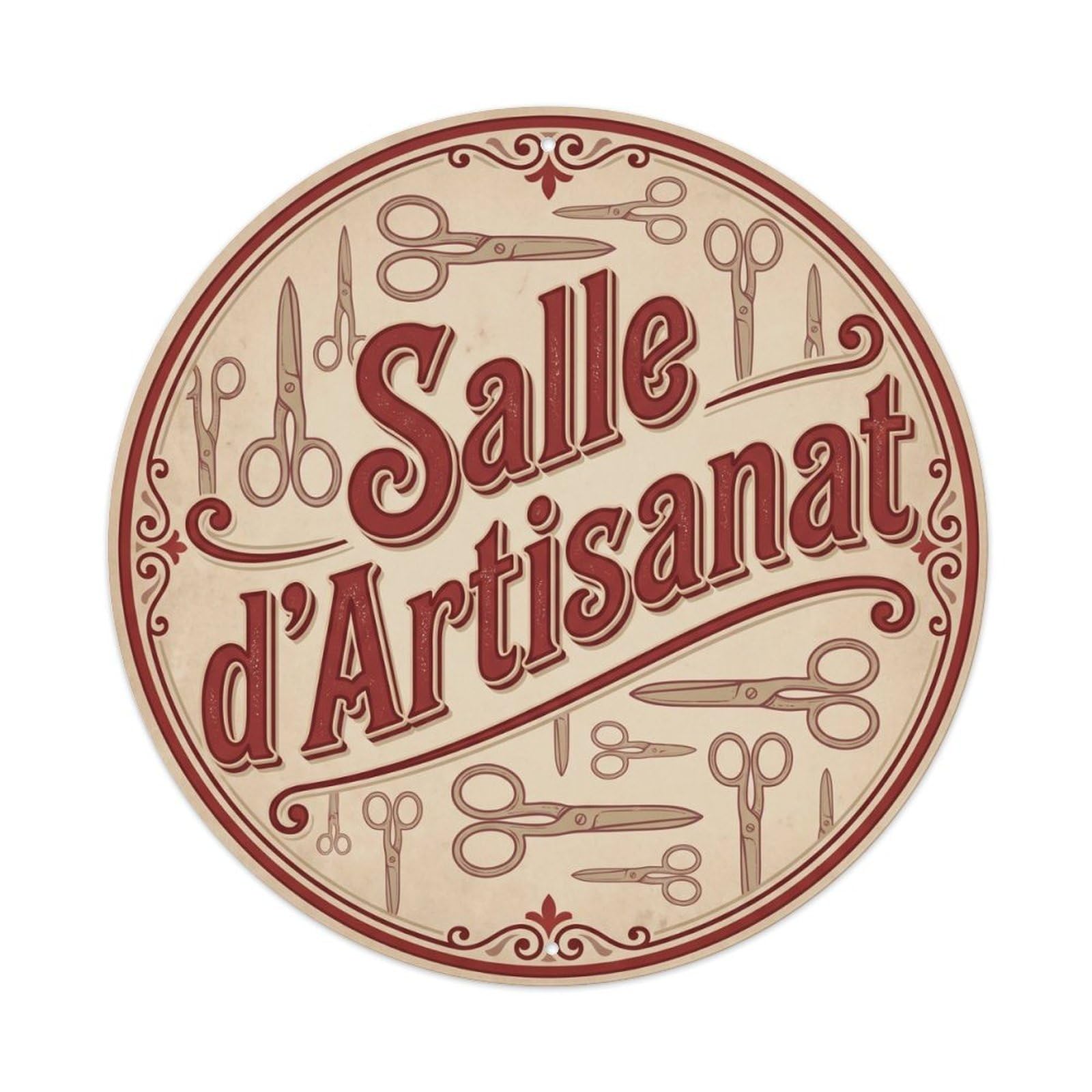 Metal Tin Sign Vintage SalledArtisanat Text Scissors