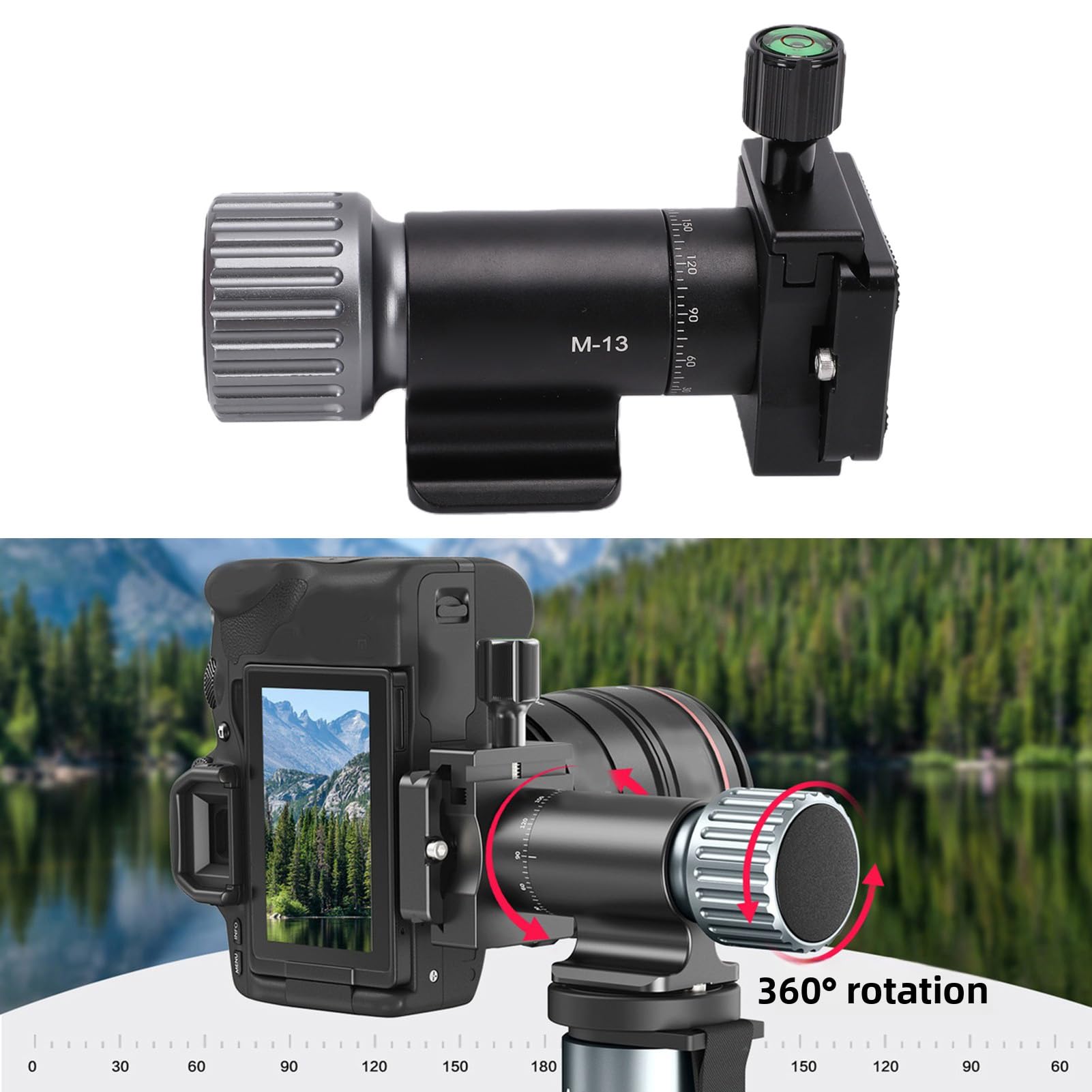 banapoy Testa Cardanica Monopiede, Testa Monopiede Panoramica 360° per Teleobiettivi con Piastra Sgancio Rapido, Attacco per Treppiede, per DSLR, Fotocamere Mirrorless, Videocamere