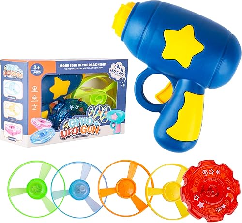 Miniatura 8 de Berry President Juguete de platillo volador, juego de lanzamiento de disco volador con luz de flash giratoria, juguete giratorio para interiores y