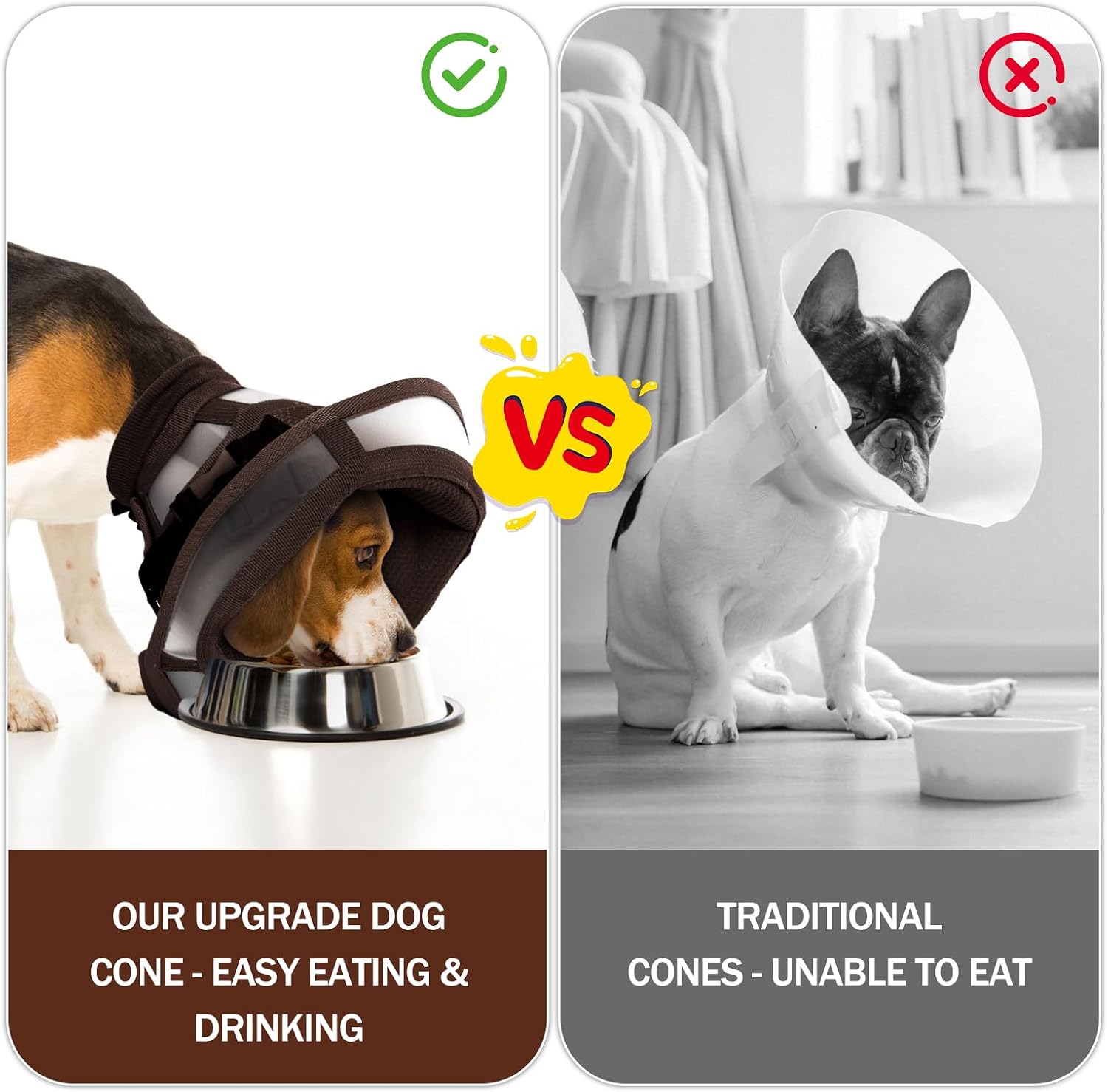 Dora Bridal Dog Cone Collar for Extra Large Dogs After Surgery, Soft Comfy Recovery Pet Cone Alternative, Adjustable Elizabethan Collar for Dogs to Stop Licking, Brown,XL