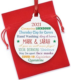 Lockdown 2020 Christmas Decorations - Personalised Lockdown Memories Christmas Bauble Ornament Keepsake - Lockdown Gifts for Family, Best Friends - Quarantine Stay At Home Lockdown Gifts