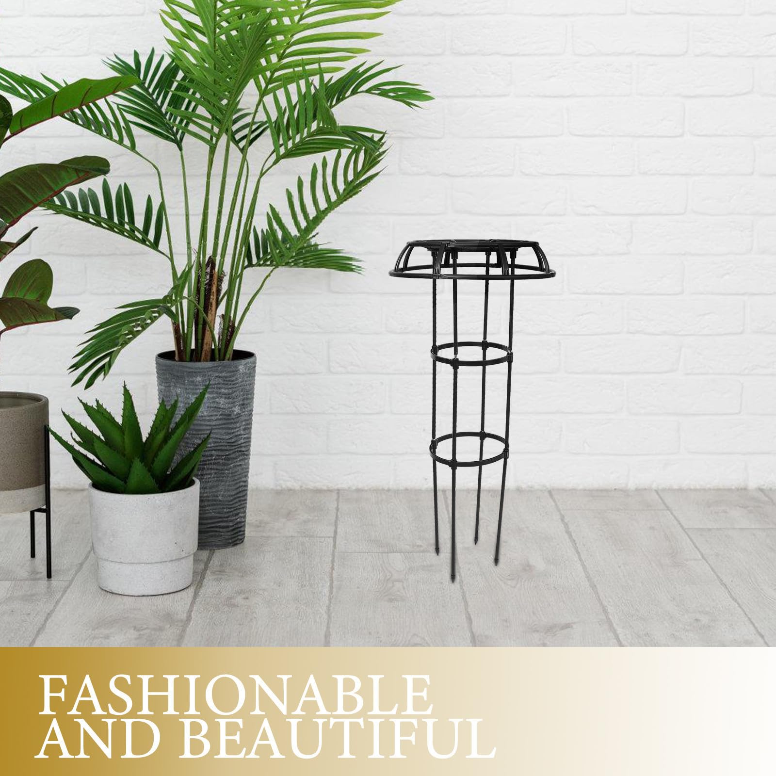 POPETPOP Enrejado Negro 25.4 Soporte para Plantas en Interiores Plástico Recubierto de Hierro y PP para Plantas Trepadoras Interior y Exterior
