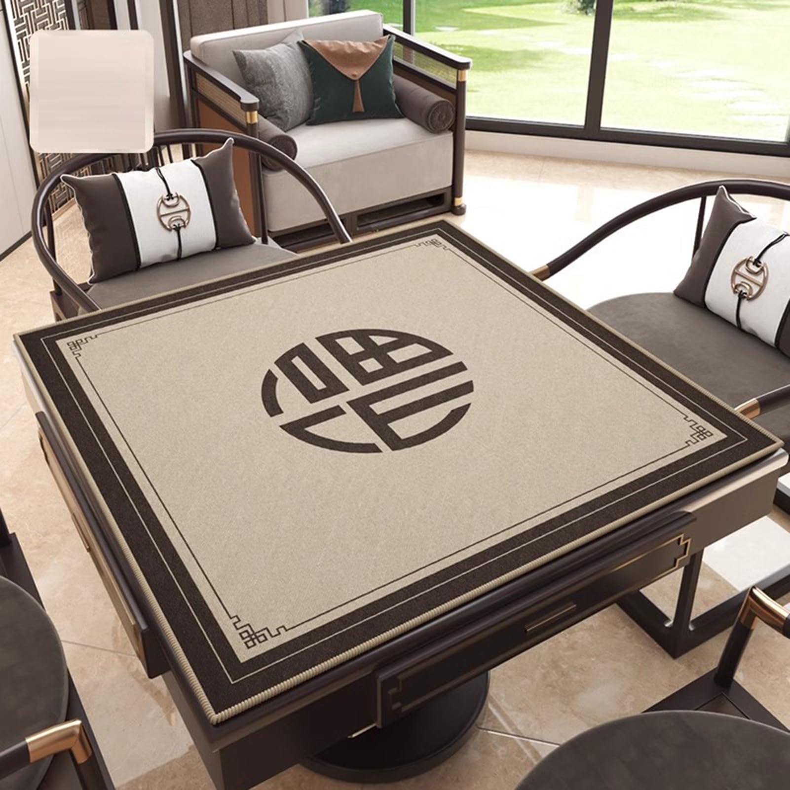 Mahjong-Tischdecke Mahjong-Matte For Tischbrettspiele, Quadratische Pokerkarten-Tischdecke Im Chinesischen Stil For Den Innenbereich, Geräuschreduzierung, Spielmatte(39.4x39.4inch/100x100cm)