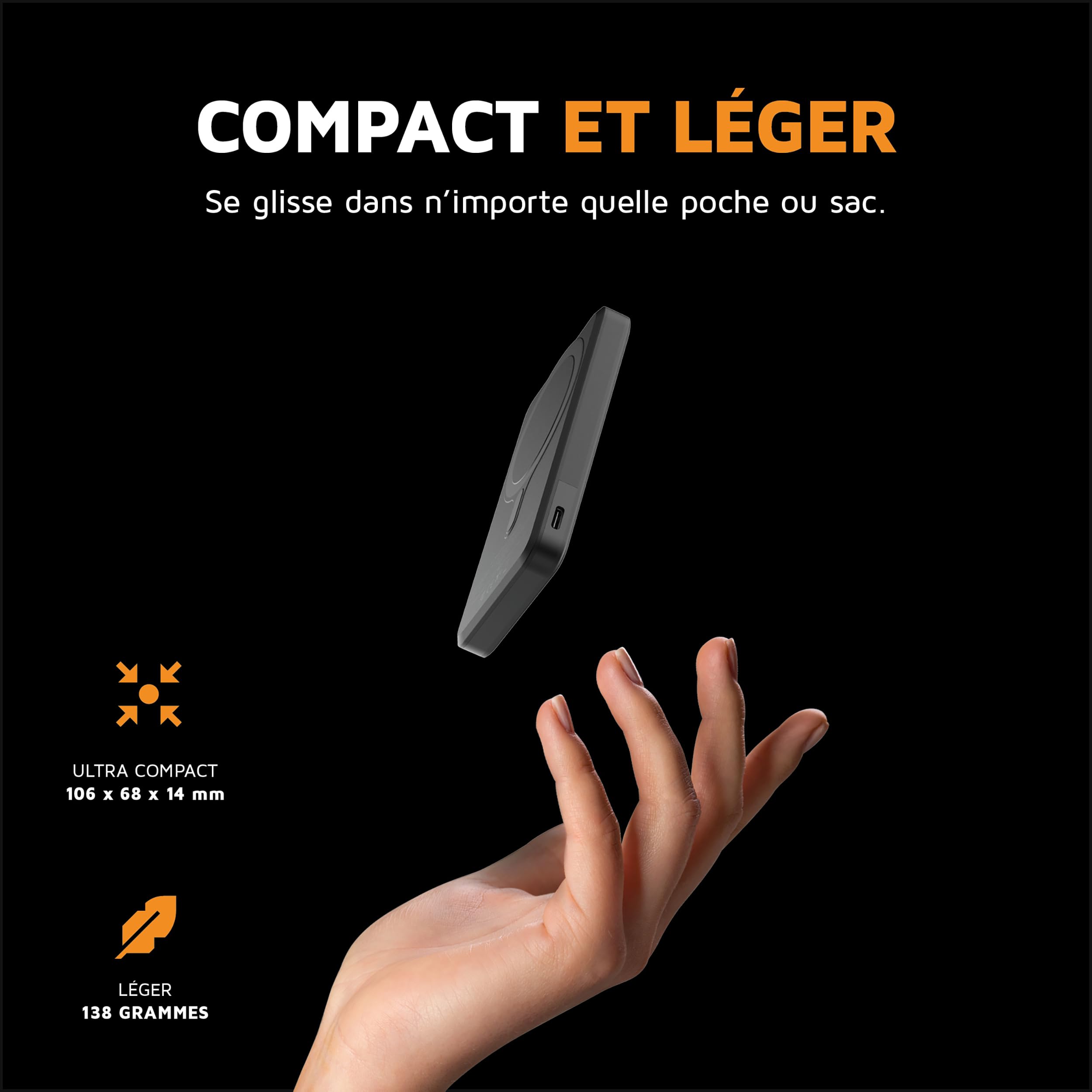 Xtorm Batterie Externe sans Fil 5000 mAh - Powerbank Magnétique avec USB-C, Batterie Externe sans Fil Compatible MagSafe pour iPhone 15 Pro Max/Pro/15/14 Pro Max/13 Pro