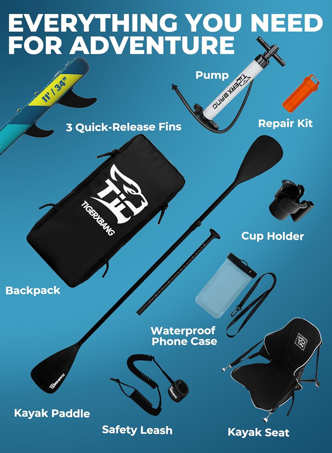 11'6"/11'/10' Inflatable Paddle Board with Complete Accessories, Versatile Premium Paddle Boards for Adults/Youth, Stand Up Paddle Board Polar/Wave/Sunny Wave Collection - Image 6