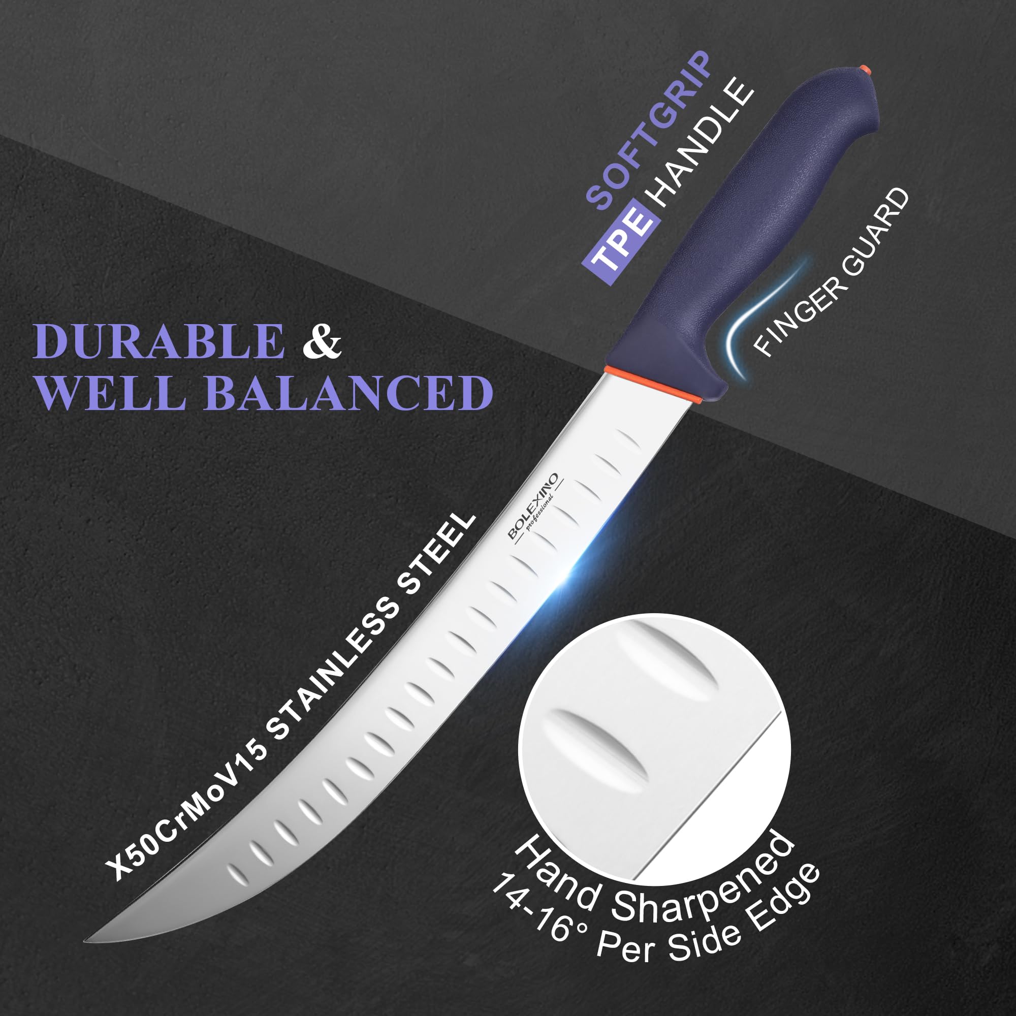 Brisket Slicing Knife, 12" Carving Knife W/Granton Edge for Meat — Amazon image 3