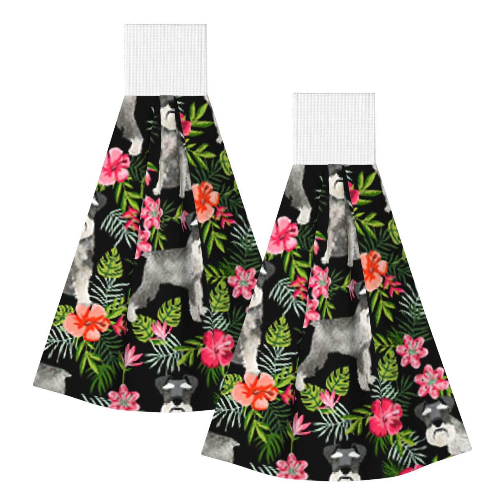 DUWAA Schnauzer Print Hanging Hand Towel Quick Dry Bathroom Towel Soft Kitchen Towel