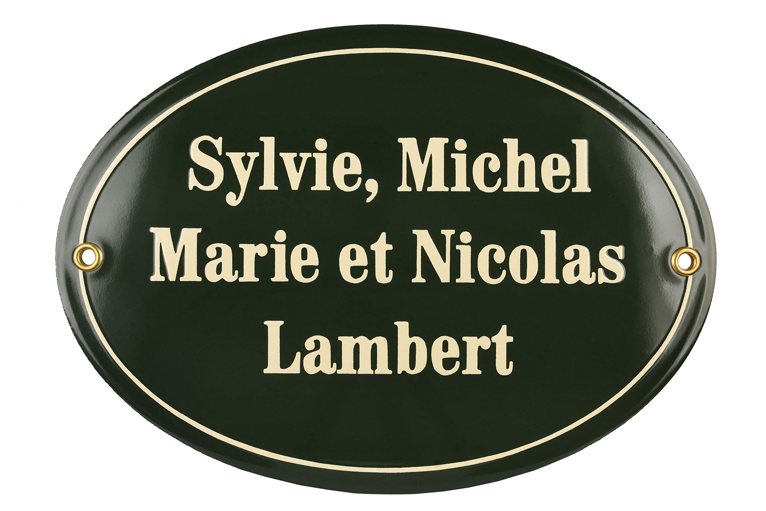 Namensschild Türschild Emaille oval 15x21cm Schild mit Wunschnamen | Premiumqualität