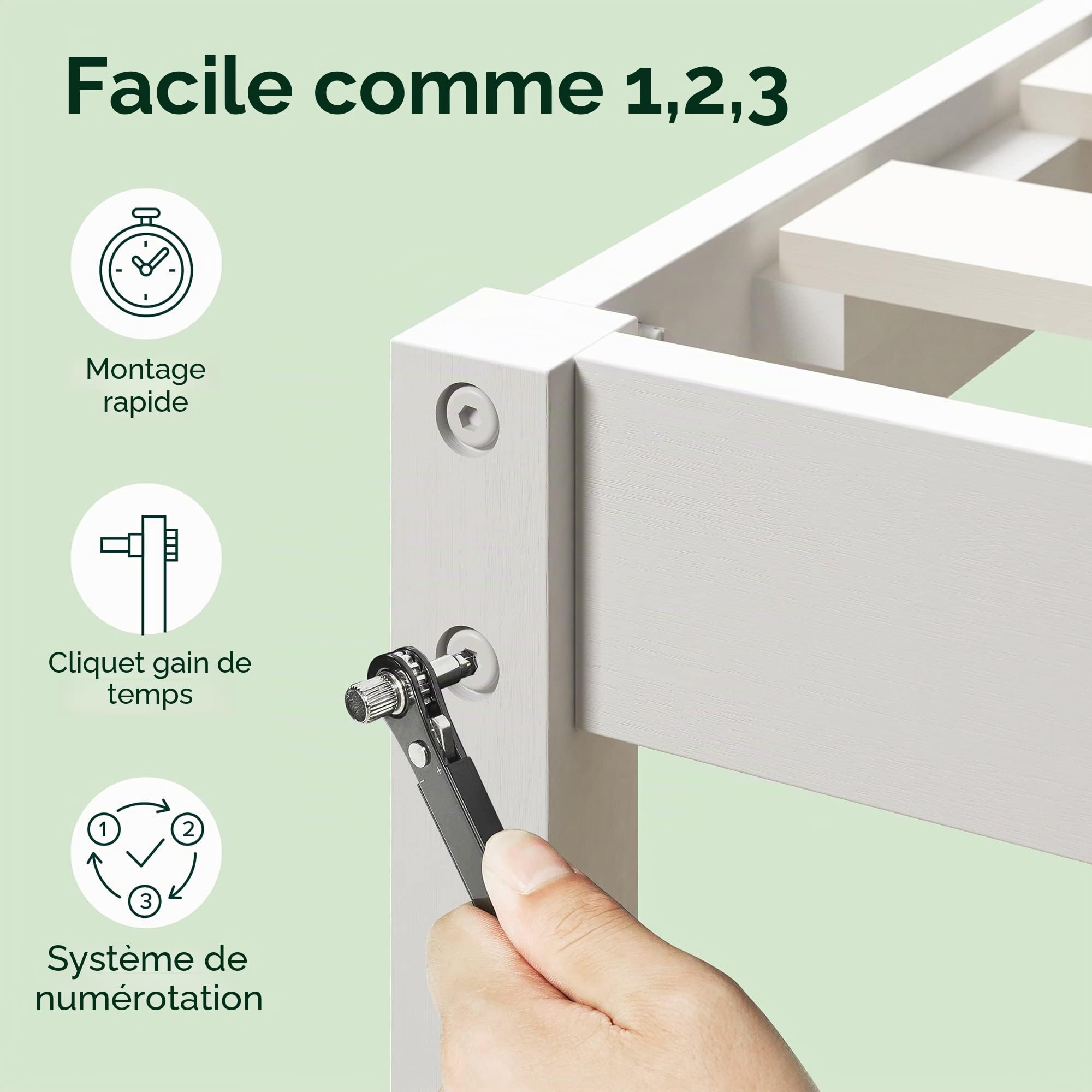 Zinus Robin Structure de lit simple 80 x 190 cm avec tête de lit en bambou - Hauteur 20 cm - Sommier simple avec lattes en bois - Pour adultes, enfants et adolescents - Facile à assembler - Blanc