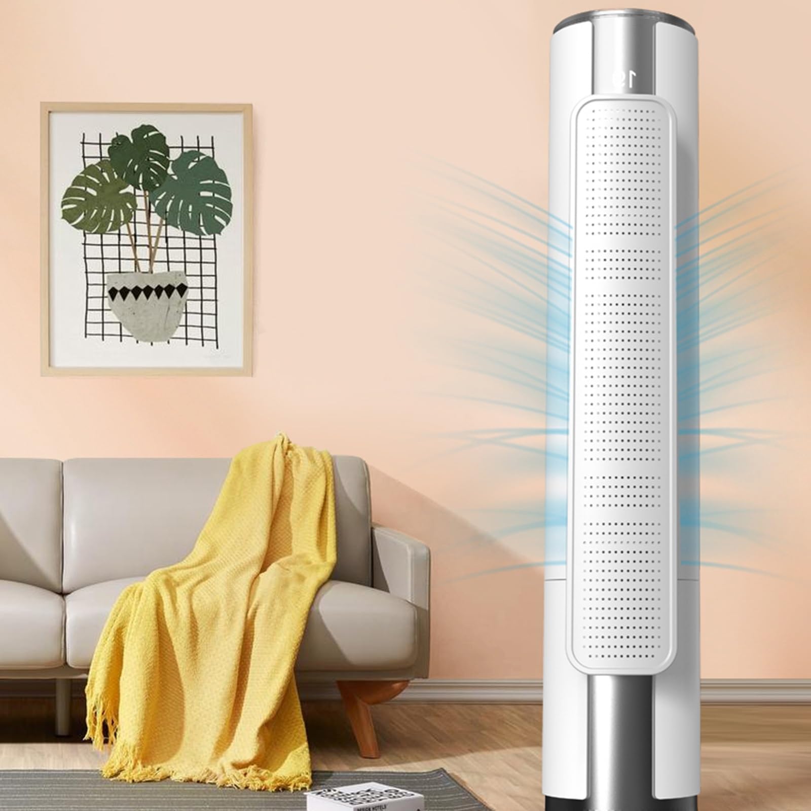 Deflettore Verticale Cilindrico per Condizionatore d'Aria, Deflettore Condizionatore Regolabile, con Design a Fori Densi, Circolazione dell'Aria Migliorata(Beige,96cm/38in)