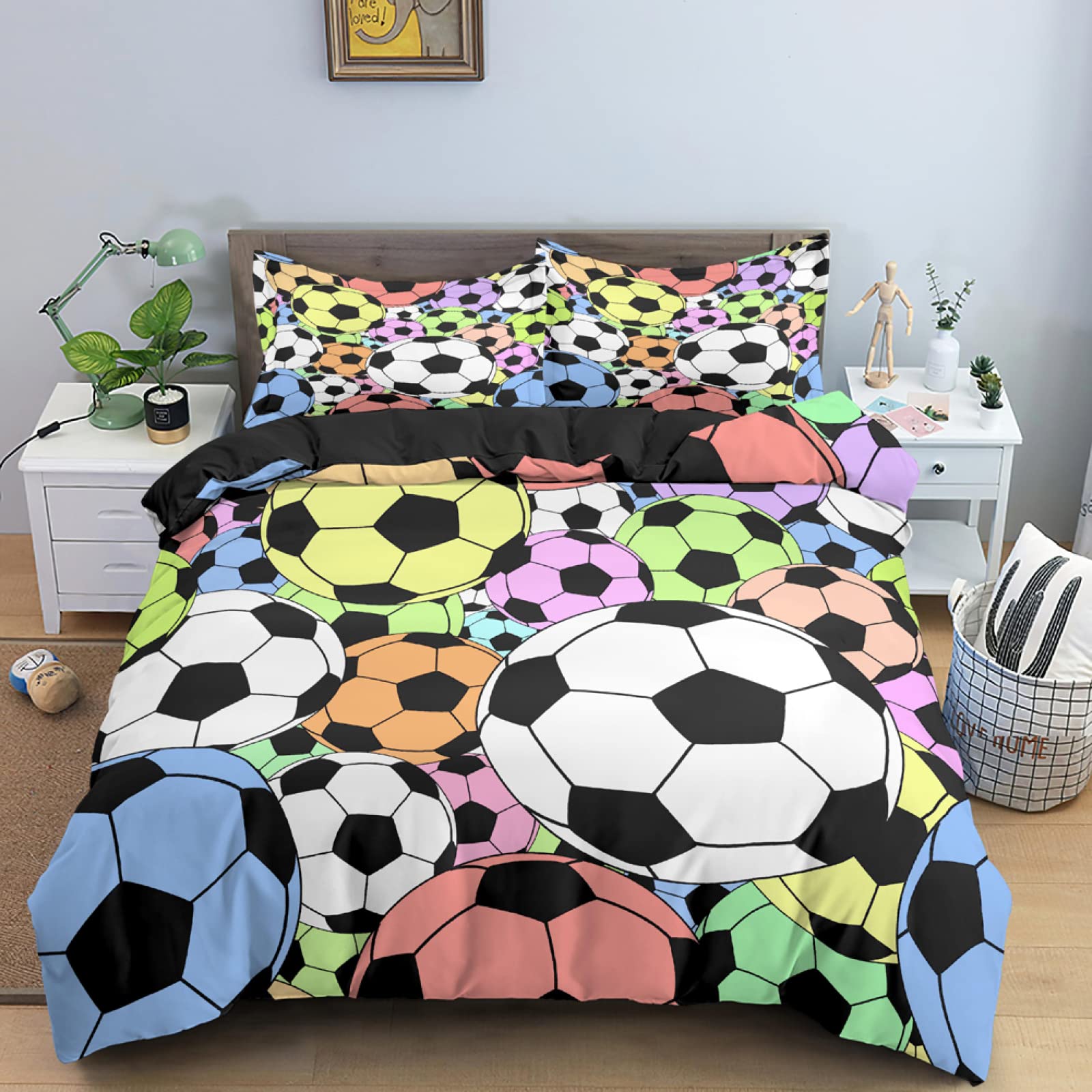 Parure de lit 160x200 motifs boules colorées pour chambre d'enfant et ado