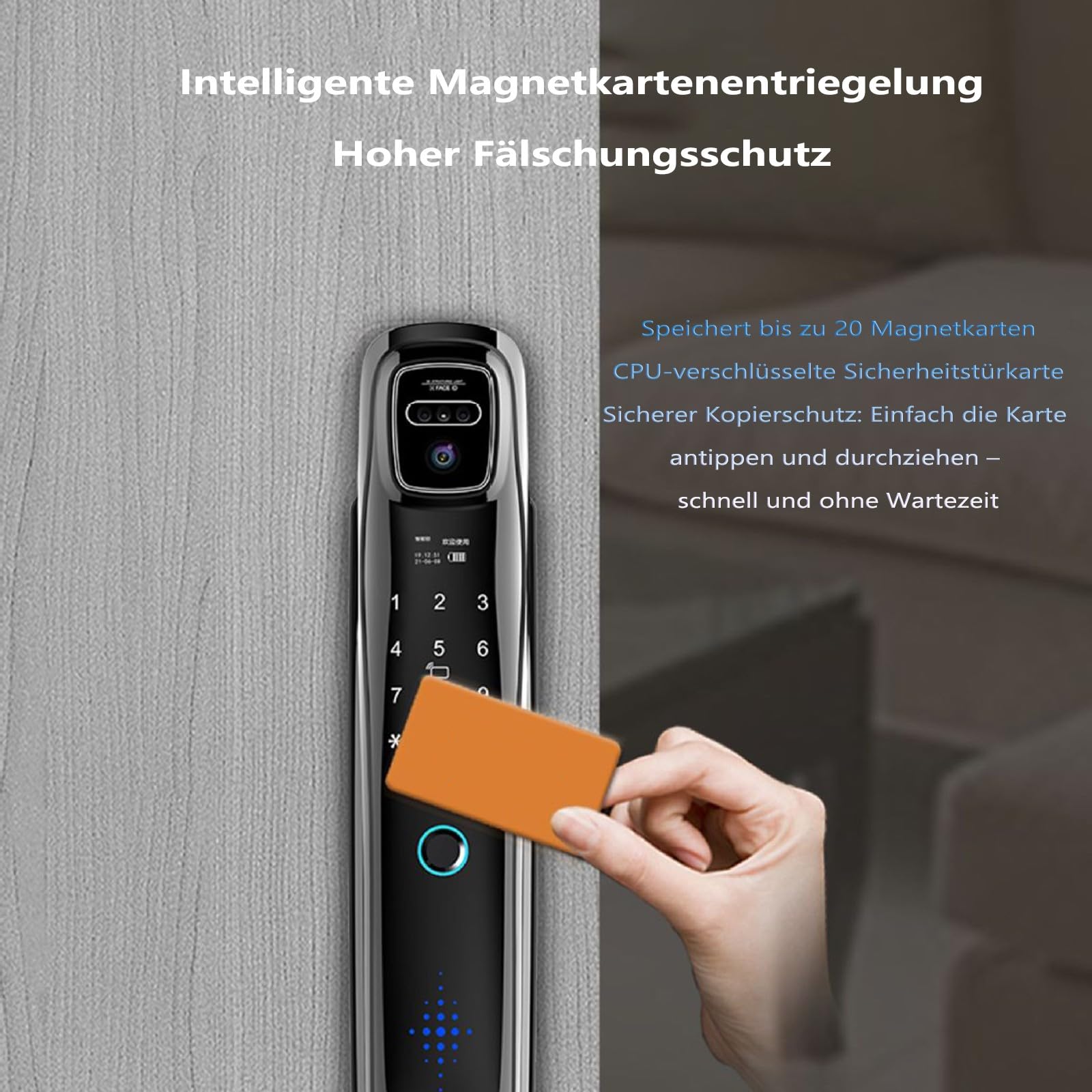 Serratura Smart Con Impronte Digitali 3D Face Smart Door Con Monitor Telecamera Di Sicurezza Serratura Elettronica Wifi Per Casa, Appartamento, Ufficio, Porta D'ingresso, Camera Da Letto