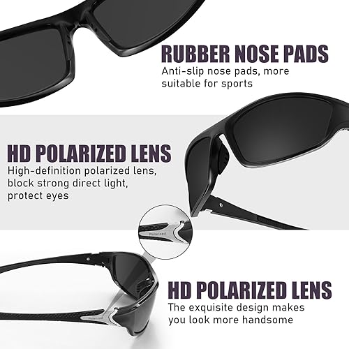 Miniatura 3 de TOODOO 4 pares de lentes de sol polarizados para hombre con protección UV, gafas de conducción deportivas para actividades al aire libre