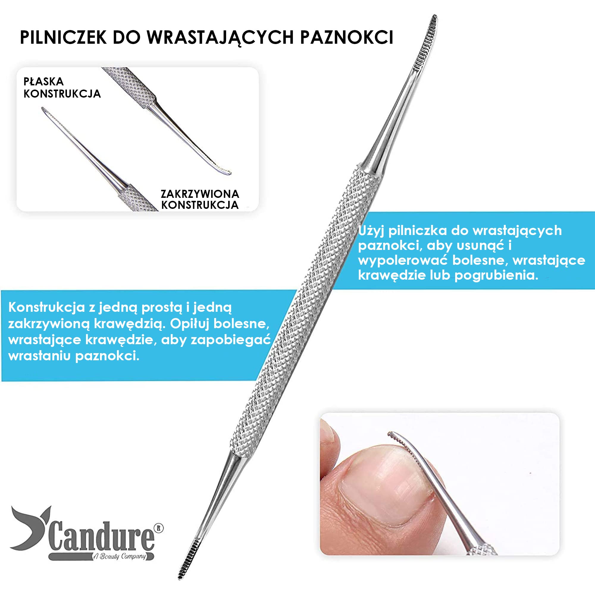 Candure Obcinacz do paznokci i zestaw do grubych i twardych paznokci u stóp, wrastających paznokci i grzybicy – do manicure i pedicure z podnośnikiem