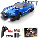 Voiture de télécommande RC Échelle de la voiture 1 :16 4WD RC Voiture avec LED Lumières 2.4GHz 30km/h RTR High Speed Racing Sport Jouet pour Adultes Garçons Filles Cadeau Enfants 2Pcs Batterie rechargeable