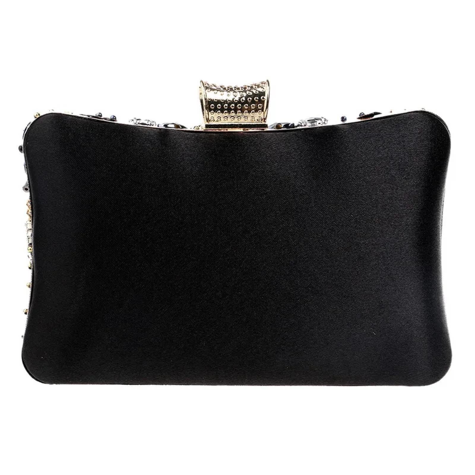 Abendtasche Damen Clutch Kleine Perlen Clutch Geldbörse Elegante Schwarze Abend Taschen Hochzeits Party Clutch Handtasche Metall Kette Umhängetaschen