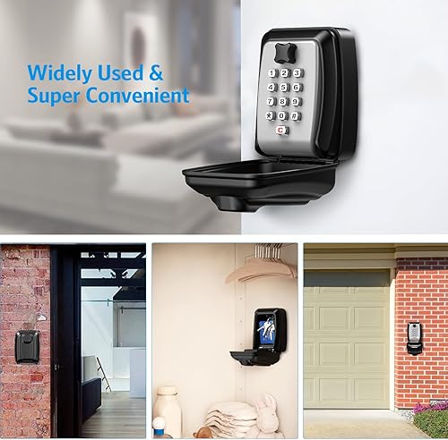 Miniatura 7 de AMIR Caja de bloqueo de llave para exterior, caja de seguridad montada en la pared para llave de casa, caja de almacenamiento de llaves de