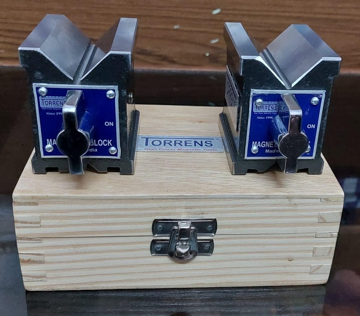 2 PCS Precision Magnetic V Block Matched Pair Size 3-1/8" x 2-3/4" x 2-3/8"-Amz868