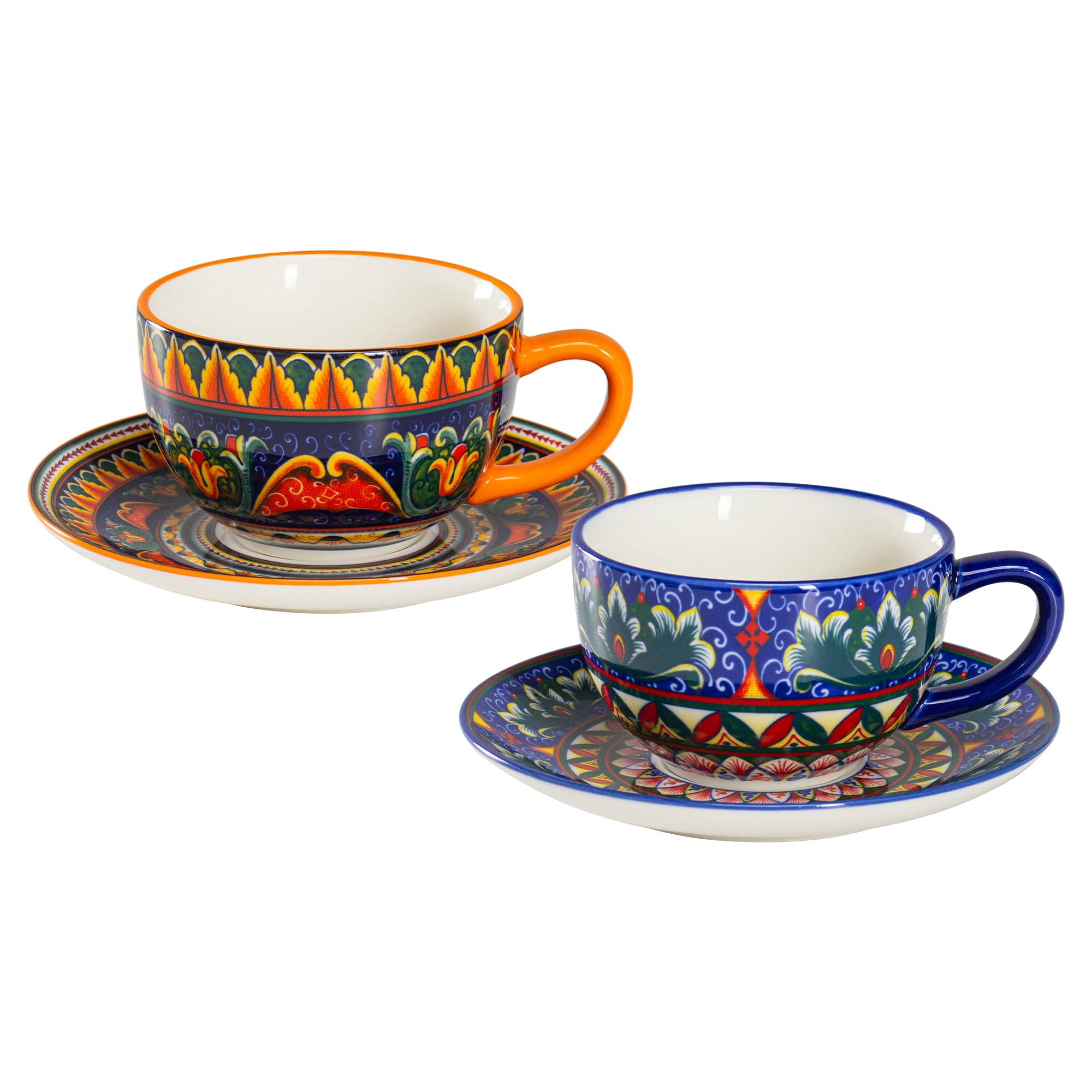Juego de tazas de café boho de 250 ml con platillos para tus desayunos en pareja