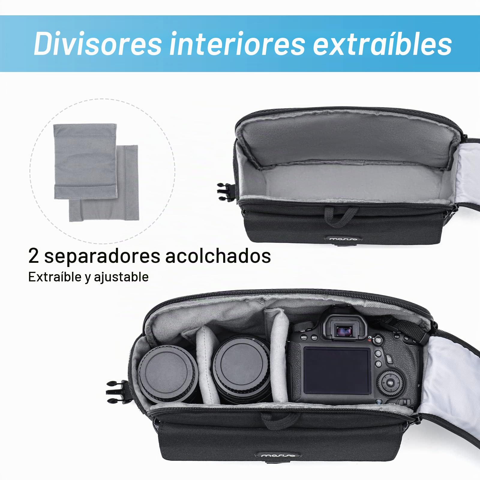 MOSISO Cámara Hombro Bolsa Caso Crossbody Sling Monedero, DSLR/SLR/sin Espejo Compacto Acolchado Foto Bolso con Cubierta Lluvia Compatible con Canon/Nikon/Sony Cámaras y Lentes,Negro | Fotografía acolchada compacta con cubierta impermeable compatible con