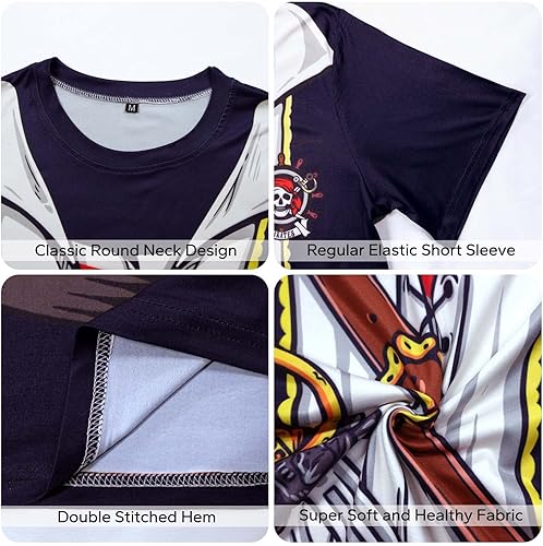 Miniatura 4 de KYKU Disfraz de pirata para hombre, accesorios de Halloween, camisetas divertidas de piratas de crucero