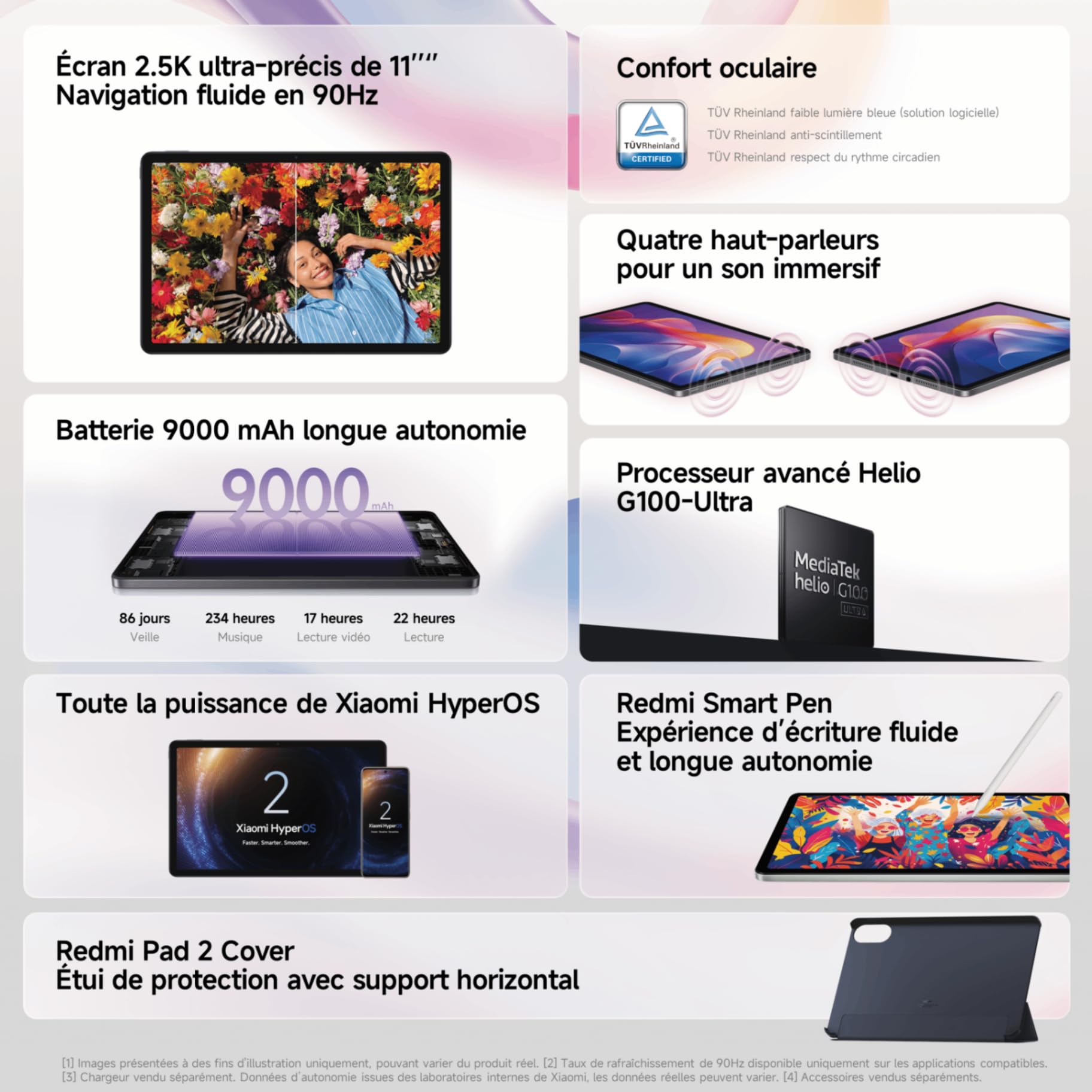Xiaomi Redmi Pad 2 Tablet 11" 4GB RAM 128GB WiFi HyperOS Grigio Grafite con Custodia