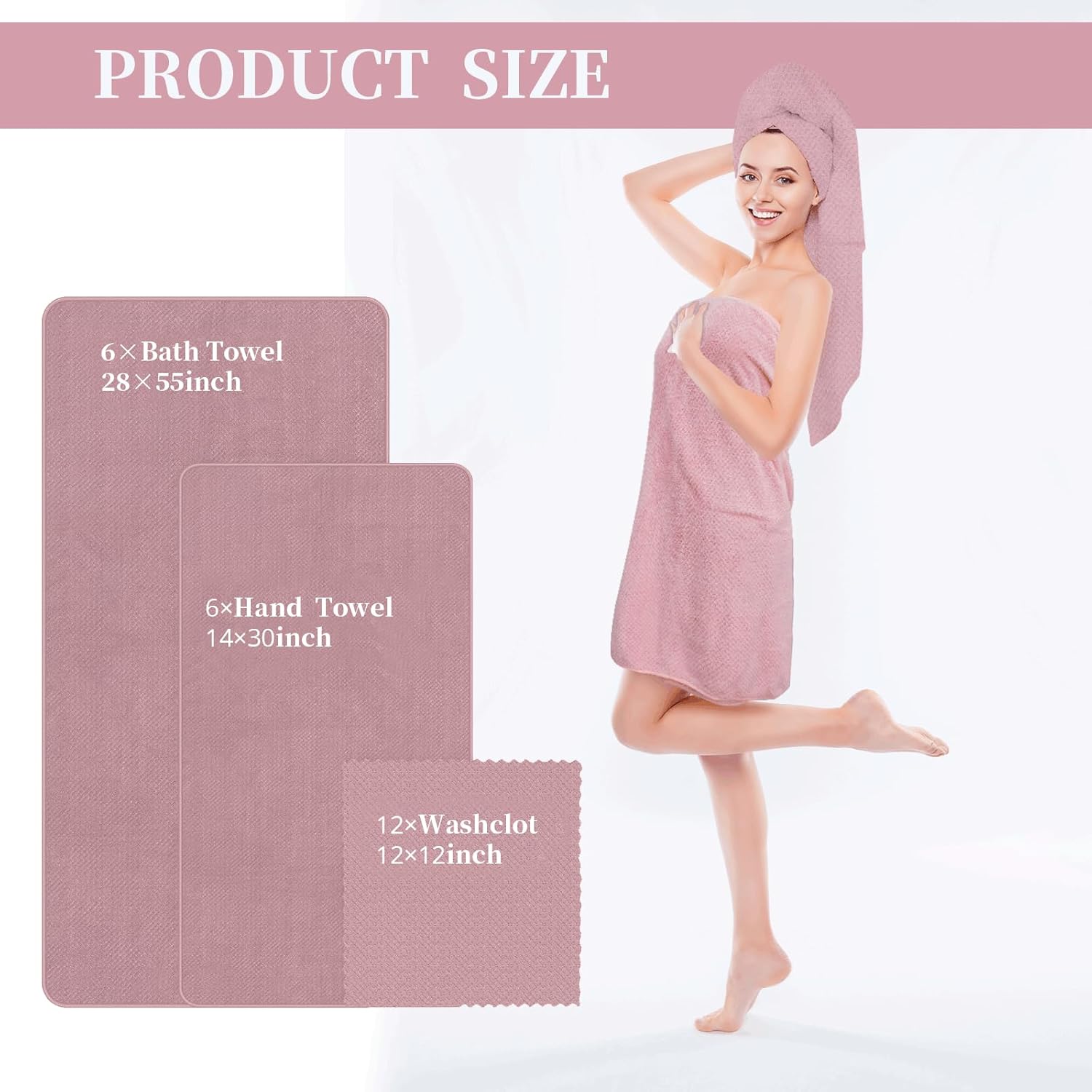 24 Pcs Towels Set 6 Bath Sheets 6 Washcloths and 12 Hand Towels, Reusable Absorbent Quick Dry Colorful Coral Velvet Towel for Shower Bath Spa Hotel Bathroom Supplies (Multicolor) - Image 2