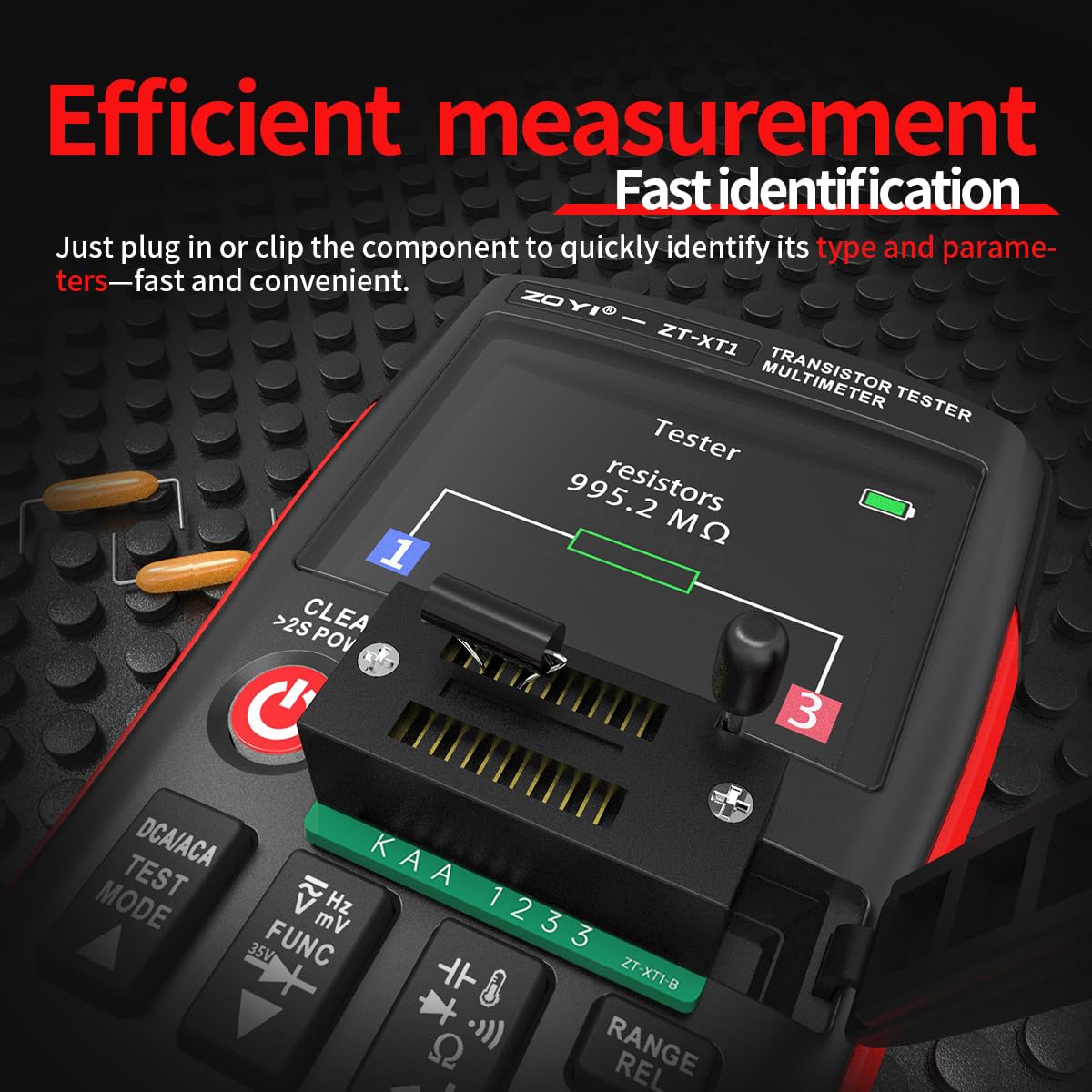 ZOYI ZT-XT1 - Multimetro digitale LCR 2 in 1 e tester transistor, per test di continuità dei diodi di resistenza alla tensione