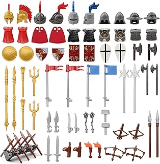 Feleph Medieval Weapons Pack for Knight Figures 10 Set of Ancient Kingdom Military Soldier Castle Equipment and Armor Toy Set Block Accessories Kit Compatible with All Major Brand, 4 years old and up