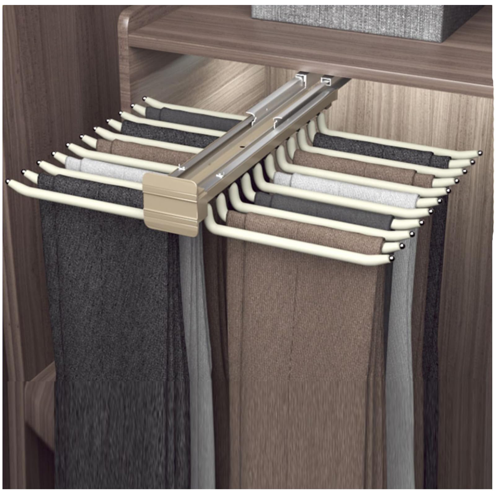 595x460x110mm, Verstellbarer Kleiderschrank Teleskopstange, Platzsparender Mehrfach-Hosenbügel Kleiderbügel, Gleitbügel Mit 22 Arm, Kleiderschrank Kleiderstange