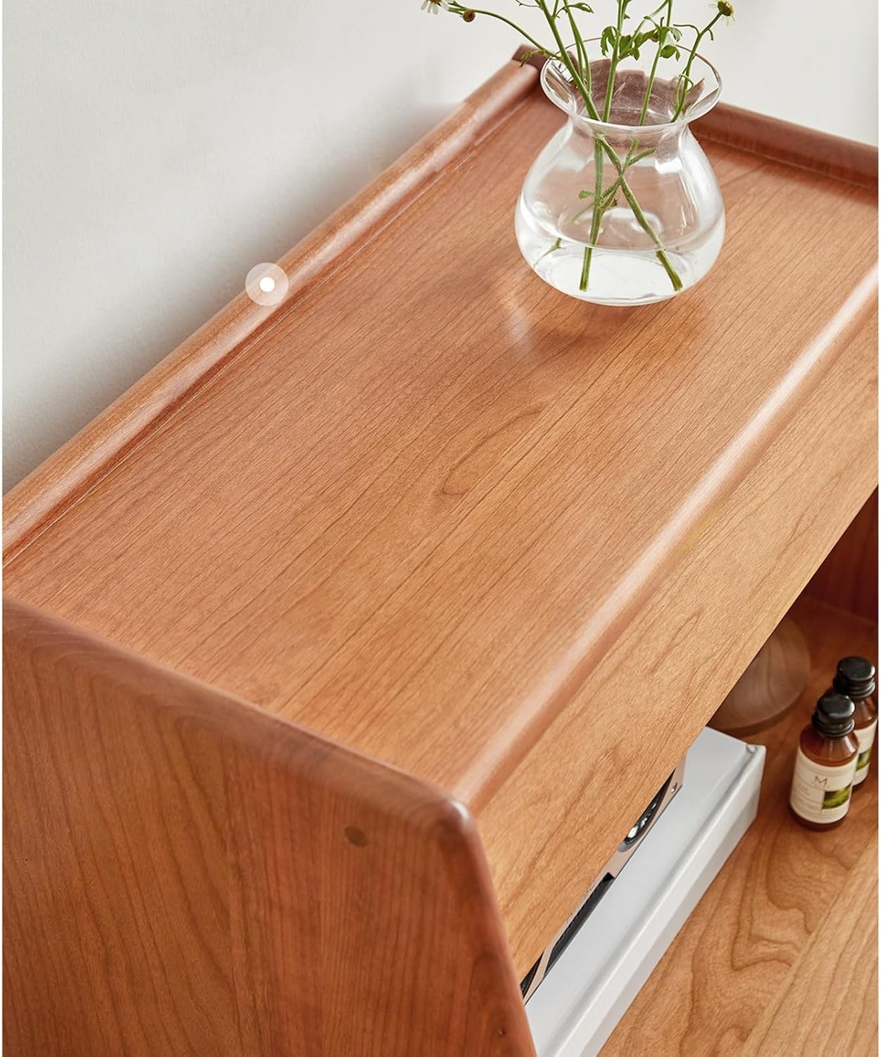 Sweeper Robot Storage Cabinet Sweeper Organizer Solid Wood Sweeper Storage Cabinet Shelf Cabinet Sideboard Sweeper Cabinet Base Station Sweeper Organizer(Cherry)
