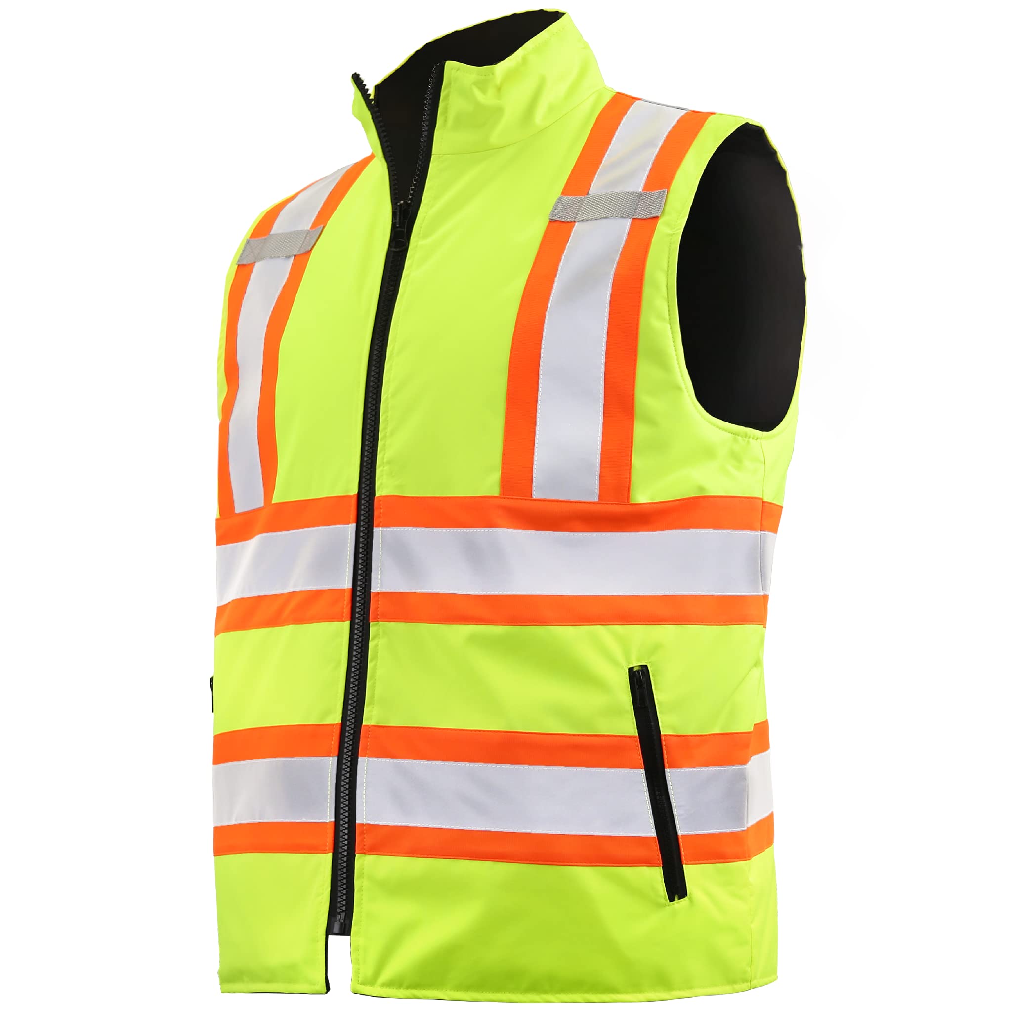 JORESTECH High Visibility Reversible Insulated Safety Vest with ANSI Compliant Reflective Tape Bodywarmer