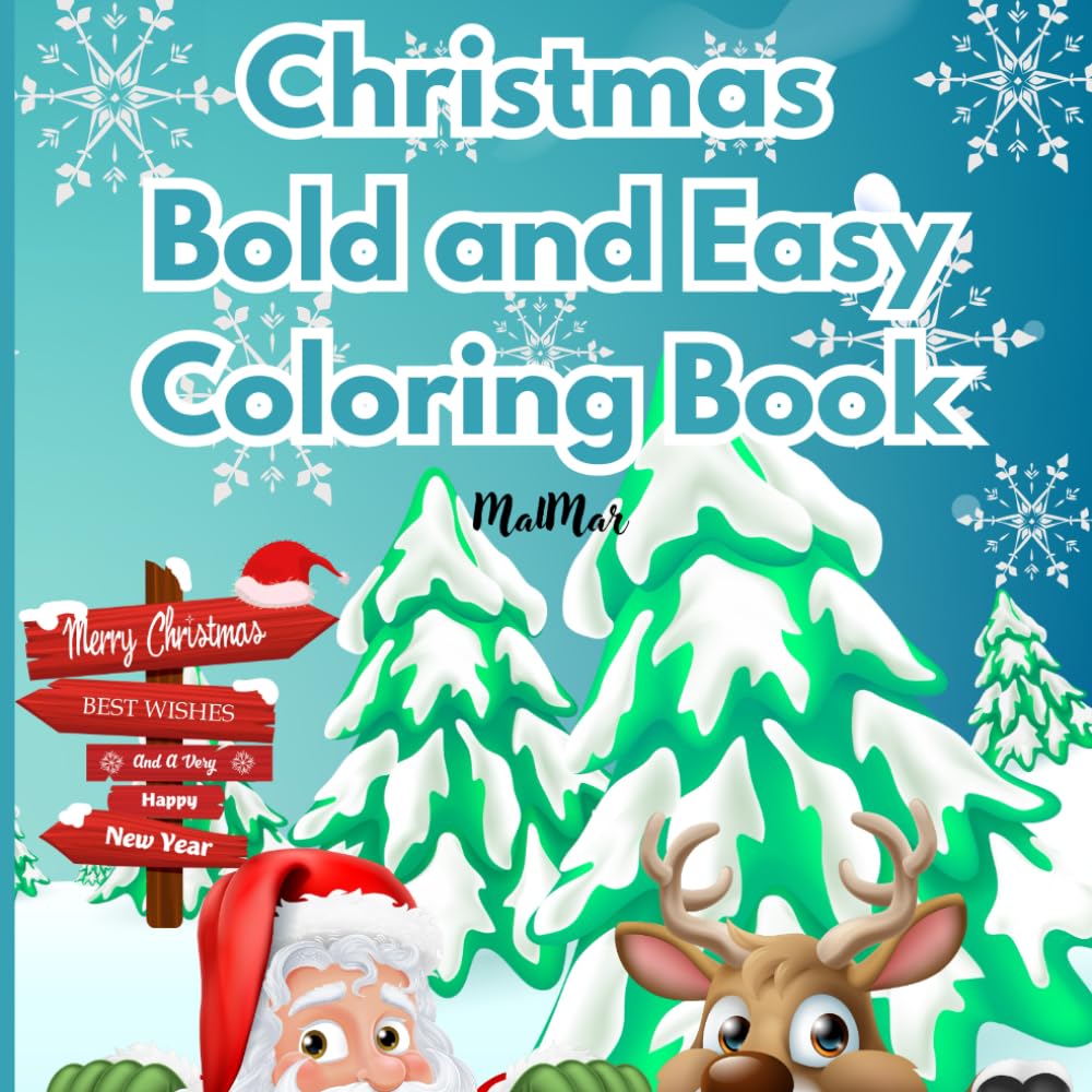 Christmas: Bold & Easy Coloring Book for Adults & Teens | 65 Pages with Simple Designs for Relaxation and Stress Relief
