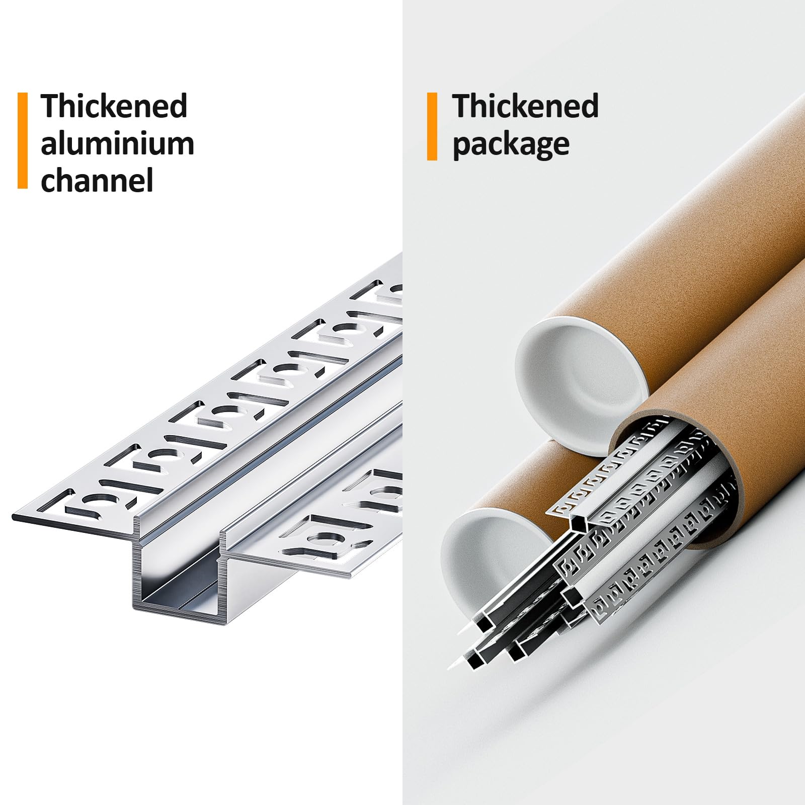 6 x LED Aluminium Profil 2 m (12 m) Led Trockenbau Profil led fliesenprofil für als 20 mm oder Dual Led Streifen/Led Leisten/Led Profil, with Milchig Weißer Abdeckung Endkappen - 55,5 x 14,9 mm