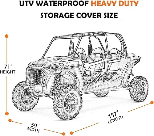 Miniatura 6 de Cubierta UTV de 4 plazas, cubierta de ATV lado a lado, accesorios de cubierta impermeable resistente tela Oxford para Polaris Ranger RZR Kawasaki