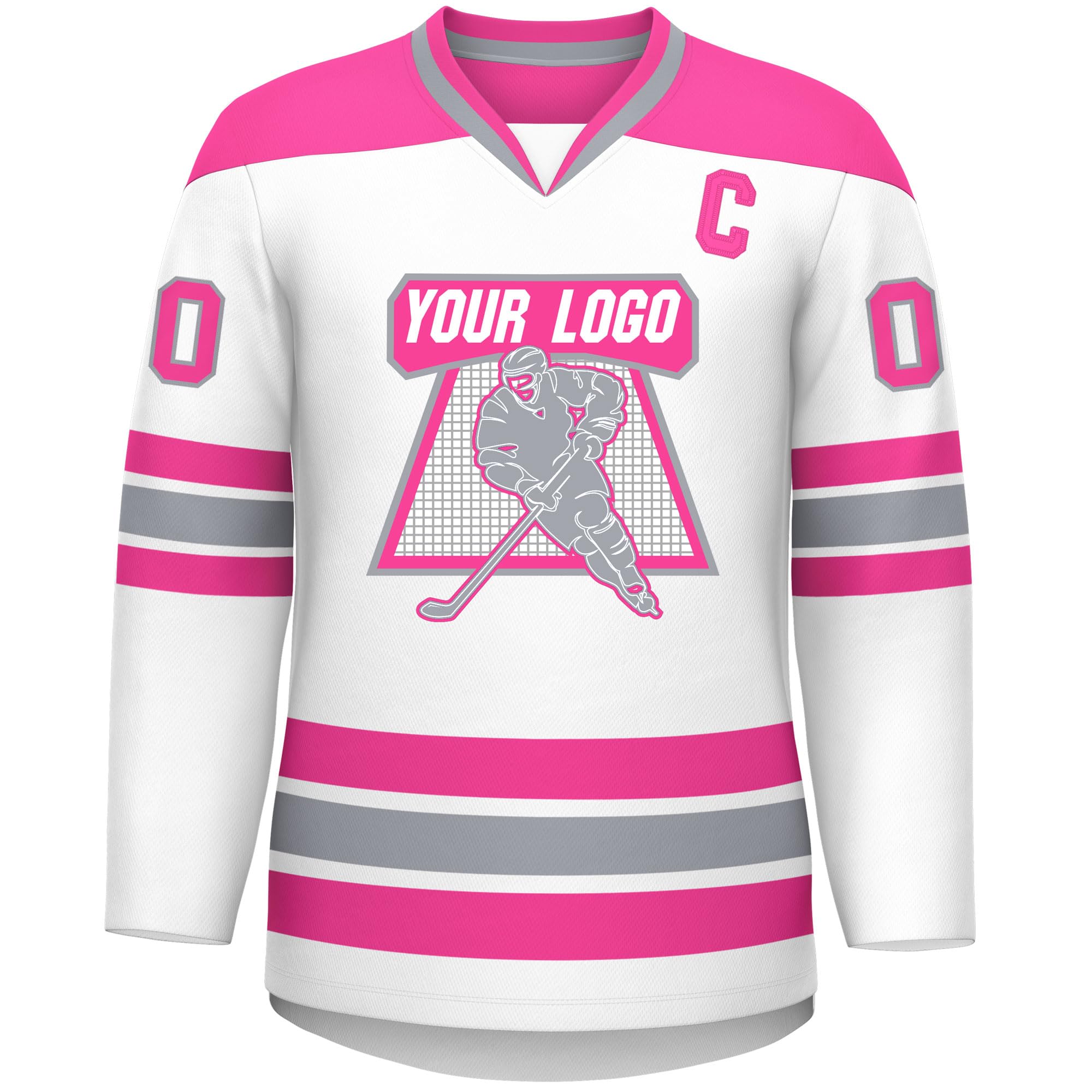 Custom Hockey Jersey Stitched or Printed Name Number V-Neck Athletic Jersey