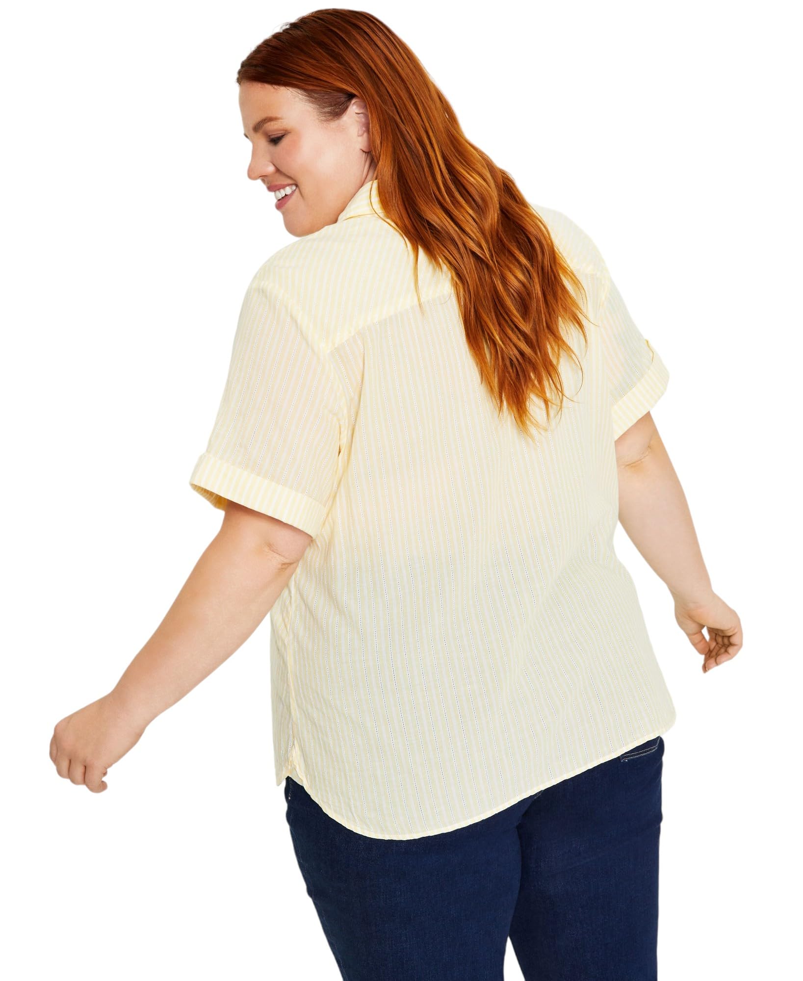 Tommy Hilfiger Top Dobby de algodón a rayas con botones para mujer