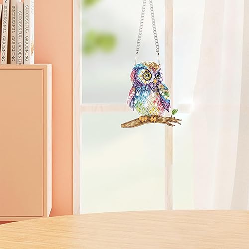 Miniatura 4 de Kit colgante de pintura de diamante de búho de animal, kit de colgante de pintura de diamantes de cristal para decoración de pared del hogar,