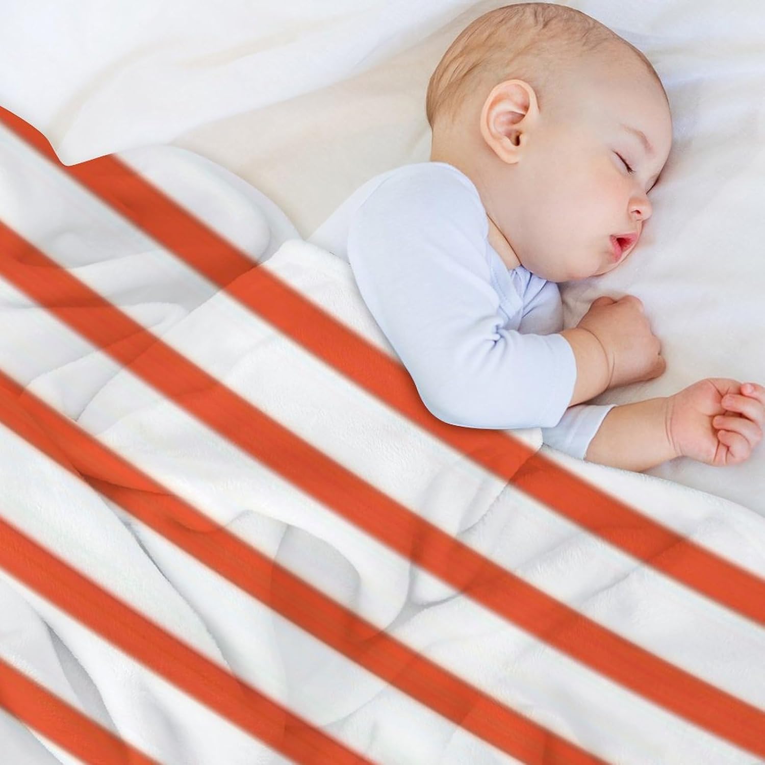 Soft Plush Throw Blanket, Tango Orange Summer Stripes Warm Blankets for All Season Sofa, Couch, Bed, Camping, Travel 60" x 80"