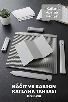 Kağıt ve Karton Katlama Tahtası 16x15 cm | Skorlama Panosu | Davetiye, Kutu ve Scrapbook Katlama Aparatı | Gri | Plastik