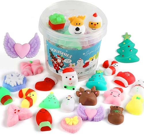 Miniatura 1 de KINGYAO Juguetes para ansiedad esponjosos mini mochi squishies 24 piezas de recuerdos de fiesta de Navidad para niños Kawaii Snow Man Squishy
