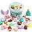 KINGYAO Squishy Fidget Toys, Mini Mochi Squishies 24 Pcs Party Christmas Mochi Favors for Kids Kawaii Snow Man Squishy Stress Relief Toys with Storage Box