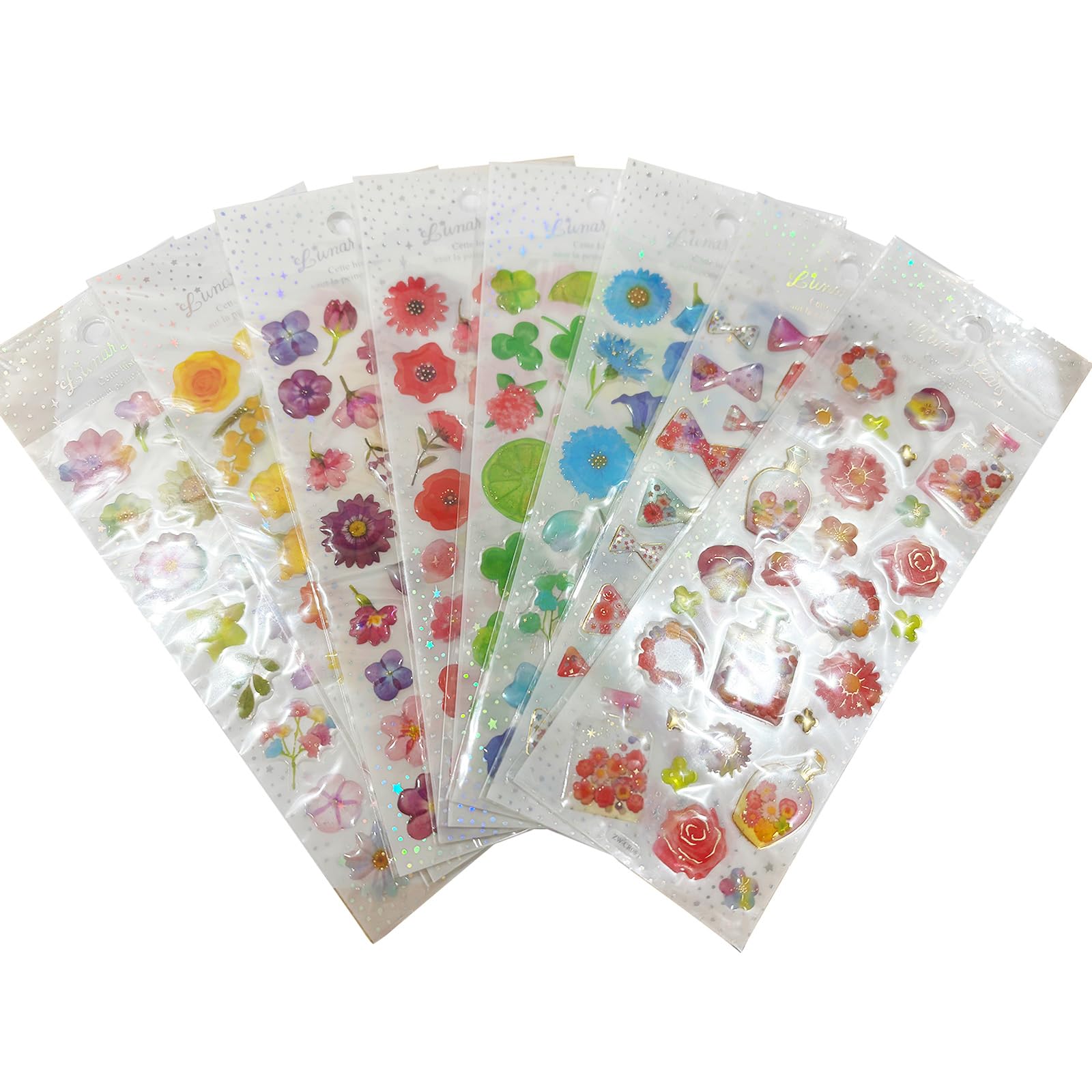 Amazon.co.jp: 【8枚入り】 かわいい ぷくぷく キラキラ花柄 水晶風 滴