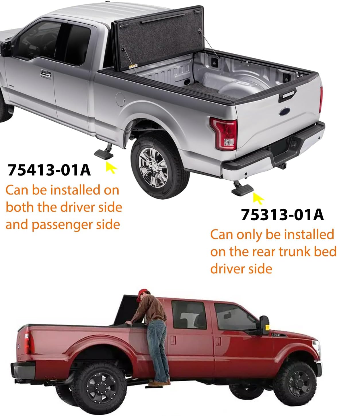75413-01A Truck Bed Side Step Retractable Truck Cab Side Steps for Ford F250 F350 Super Duty 2017 2018 2019 2020 2021 2022 Driver or Passenger Side Mounting Bedstep