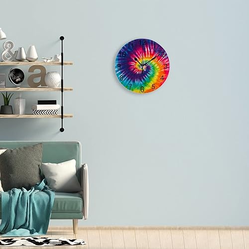 Miniatura 5 de Hapuxt Reloj de pared de cuarzo con diseño de remolino, funciona con pilas, silencioso, sin tictac, decoración de interiores, fácil de leer para el